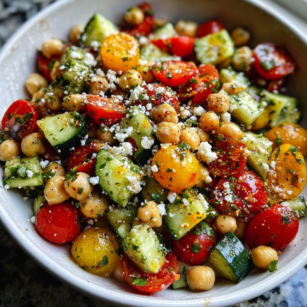 Mediterranean Chickpea Salad With Cucumber