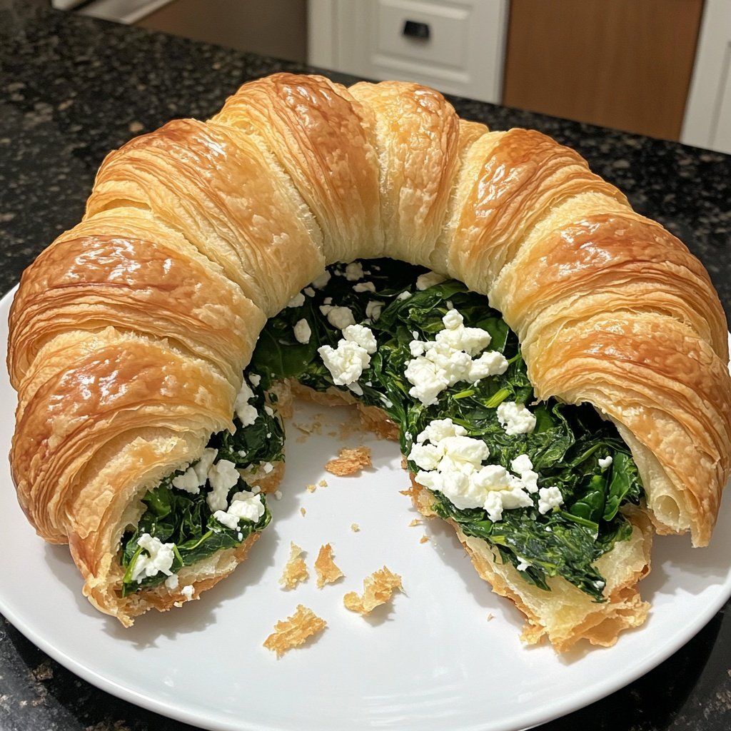 Healthy Spinach and Feta Croissant