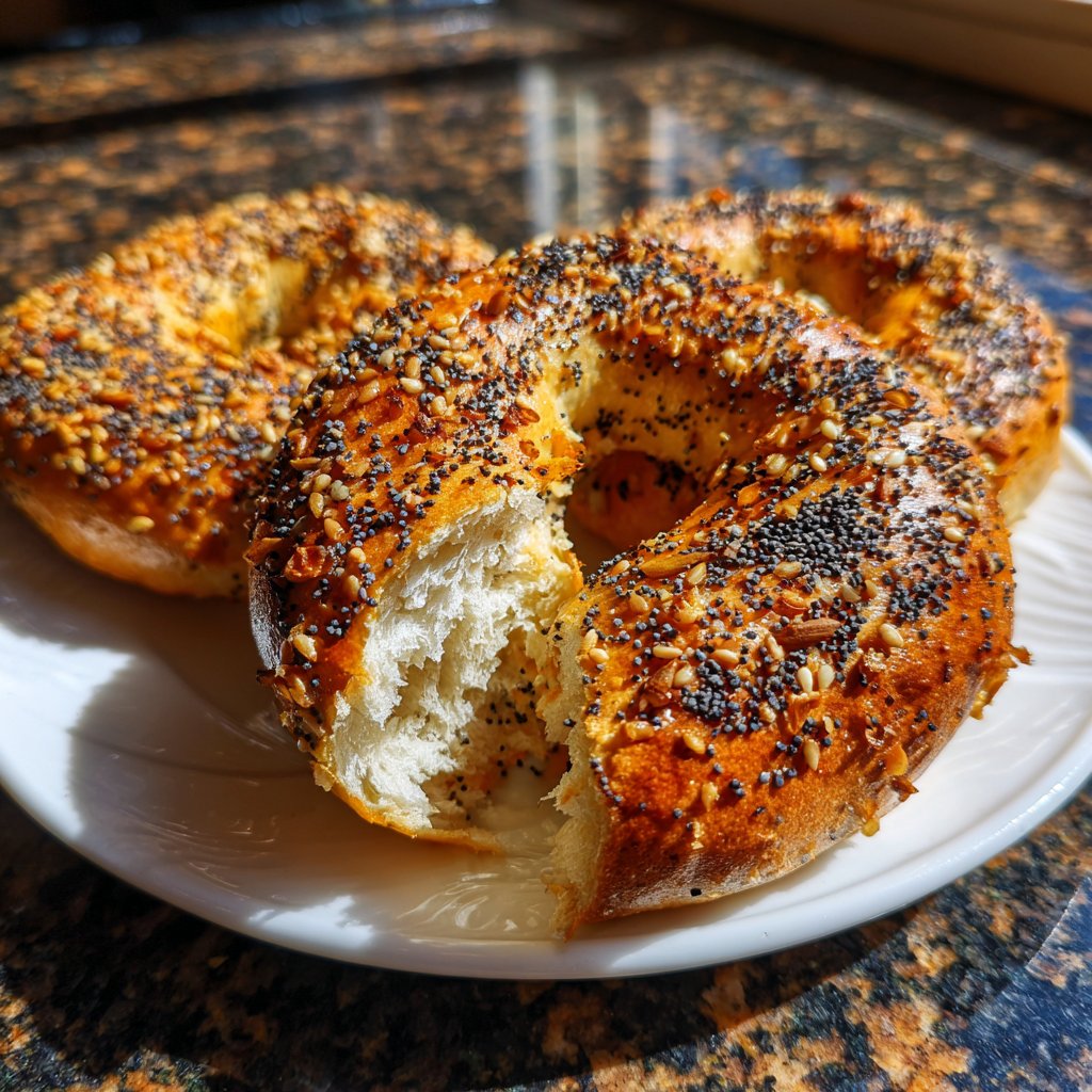 Protein Bagels With Everything Seasoning