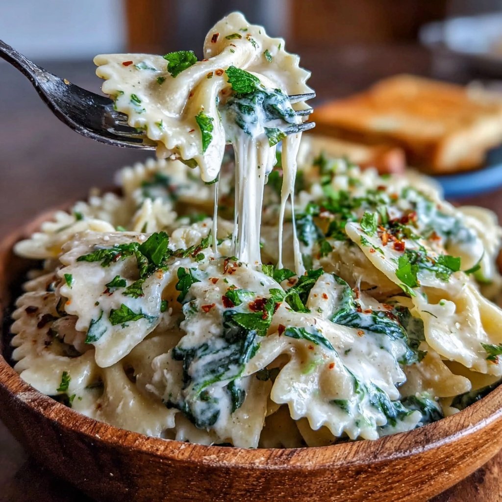 Bow Tie Pasta With Spinach Alfredo