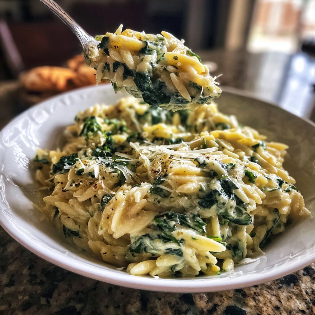 Creamy Spinach Parmesan Orzo